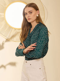 Berrylush V-Neck Polka Dots Printed Top