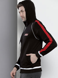 The Indian Garage Co Men Black Hooded Sweatshirt