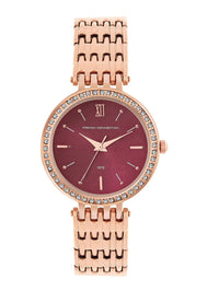 French Connection Women Embellished Dial & Stainless Steel Bracelet Style Straps Analogue Watch FCN00063I