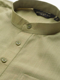 SOJANYA Men Green Solid Straight Kurta