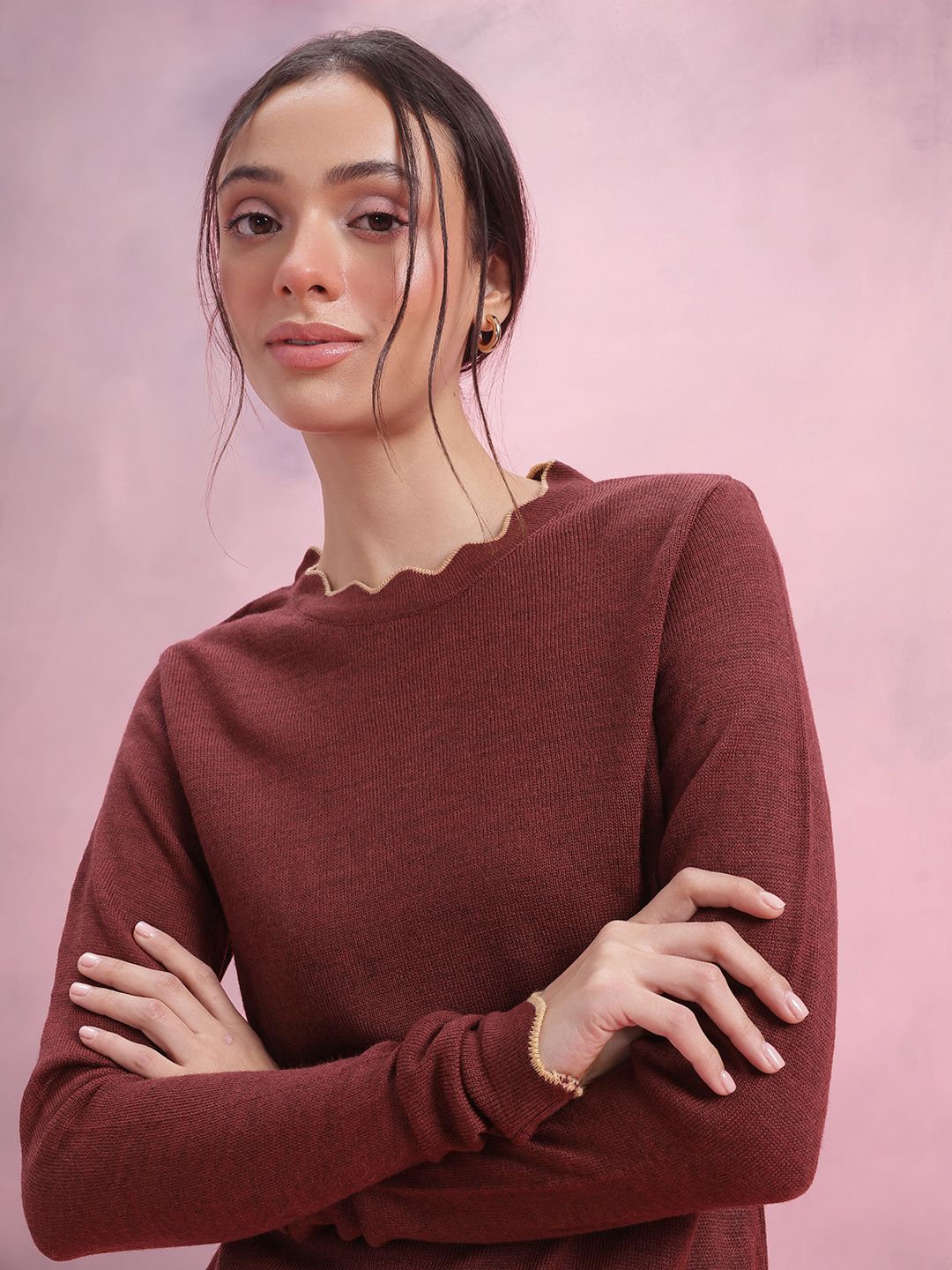 DressBerry Acrylic Solid Pullover