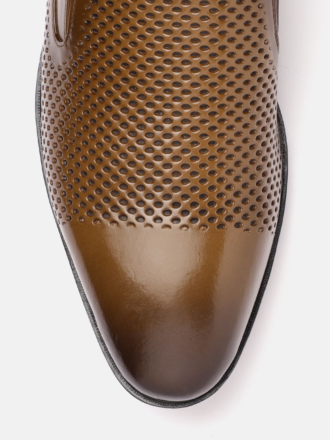 House of Pataudi Men Perforated Formal Slip-On Shoes