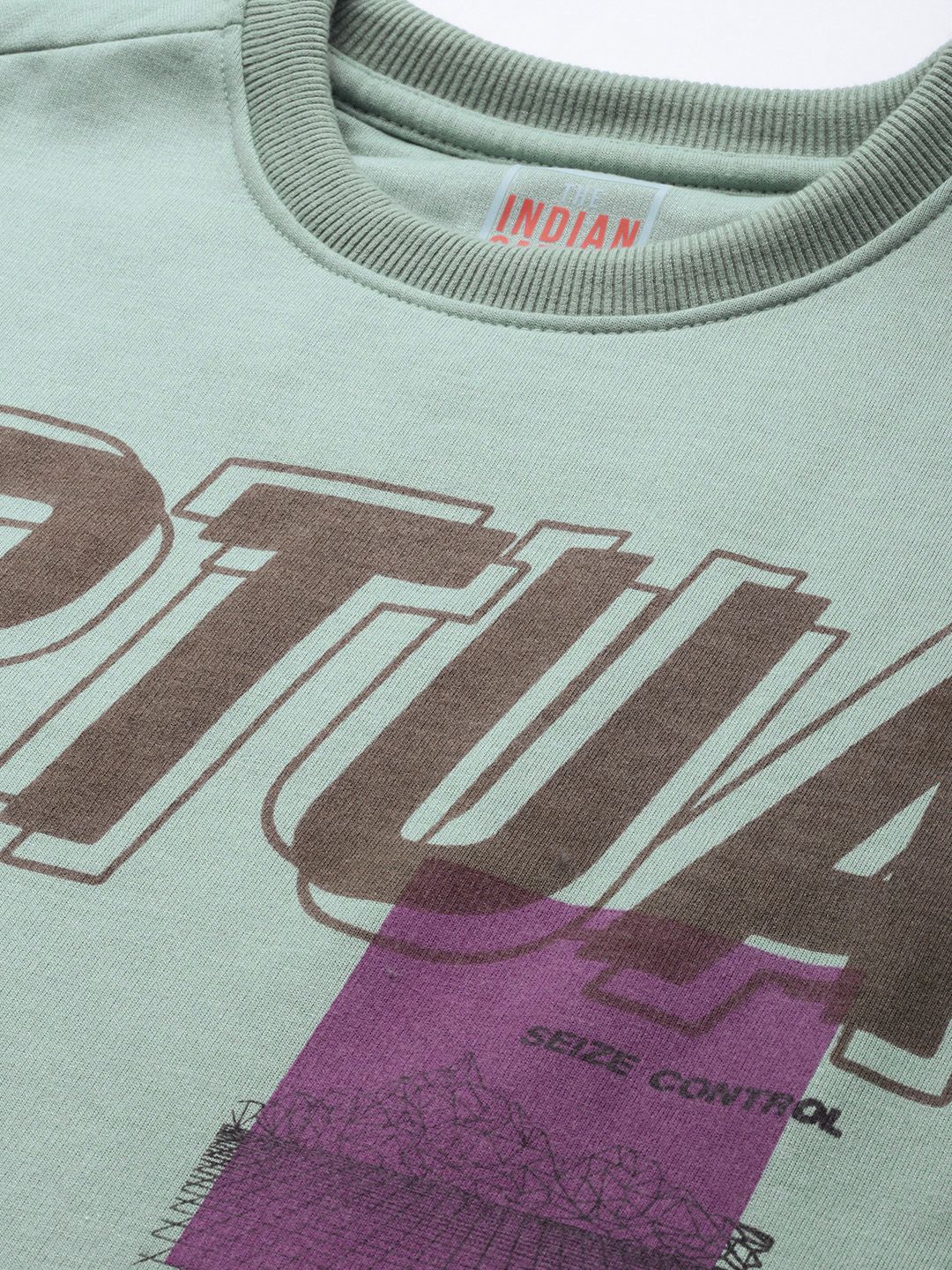 The Indian Garage Co Men Sea Green & Brown Printed Sweatshirt