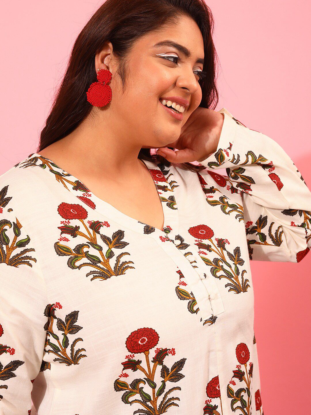 CURVY STREET Plus Size Floral Print Top