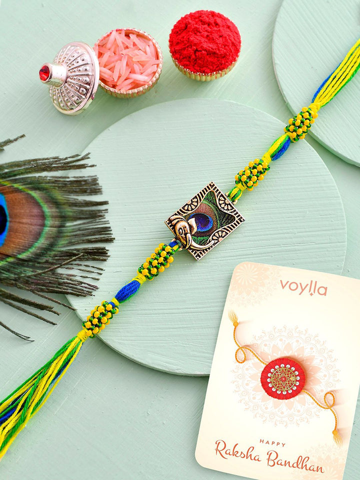 Voylla Men Peacock Feather Thread Rakhi