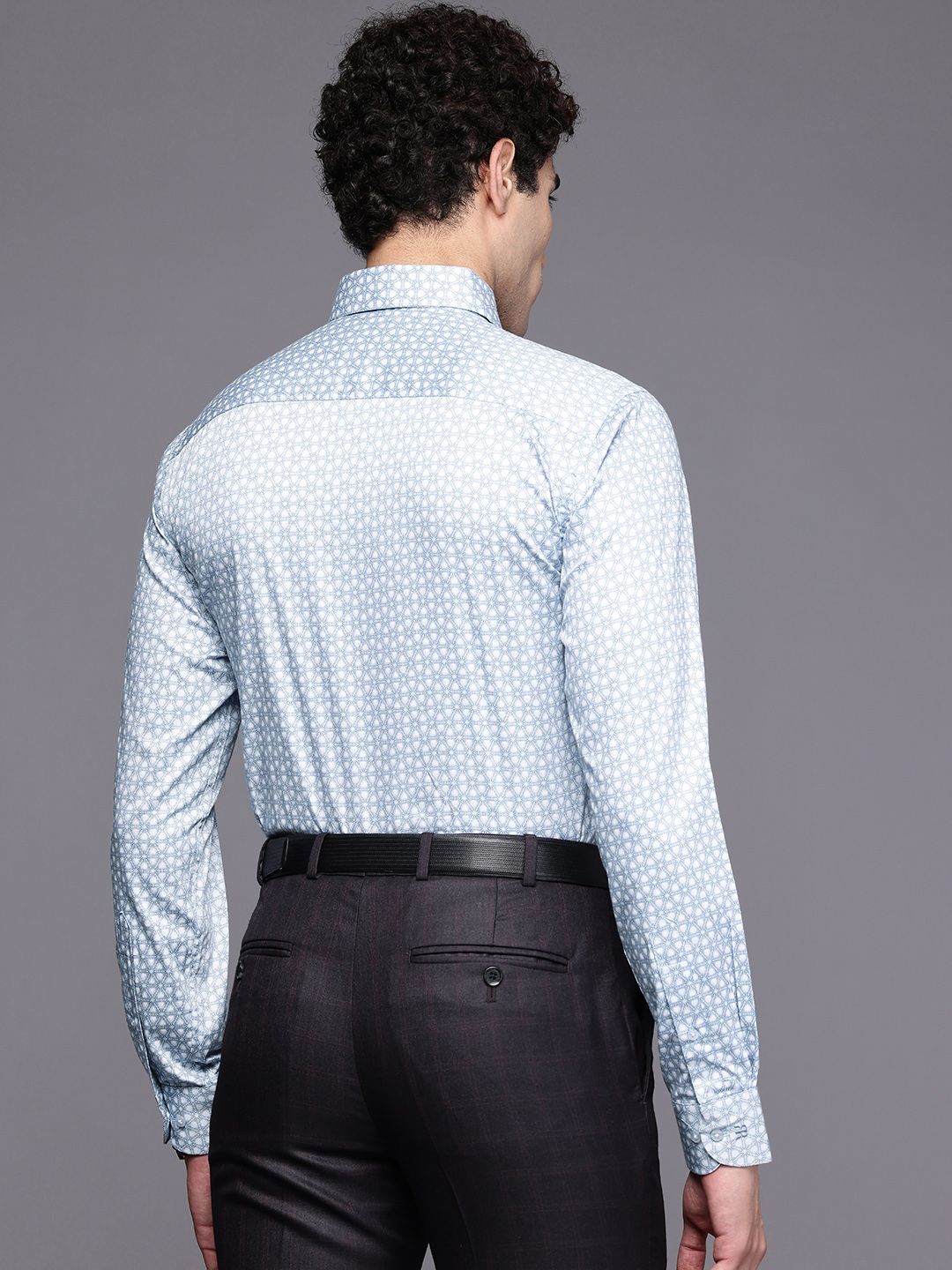 Raymond Pure Cotton Slim Fit Geometric Printed Formal Shirt