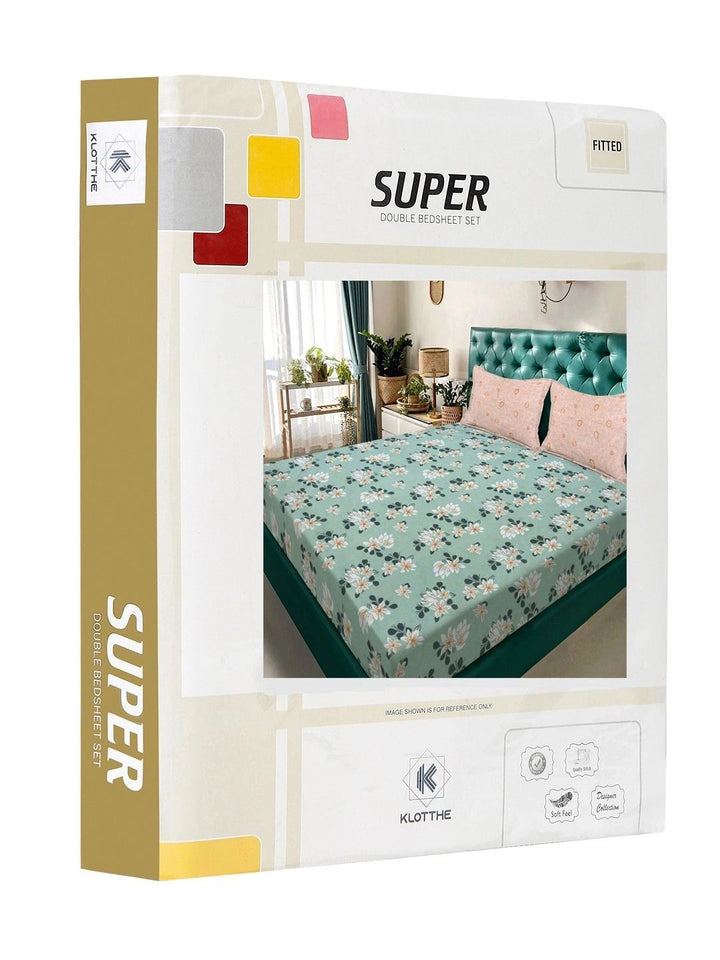 Moda Rapido X KLOTTHE Bunga Hijau 300 TC Cadar King dengan 2 Sarung Bantal