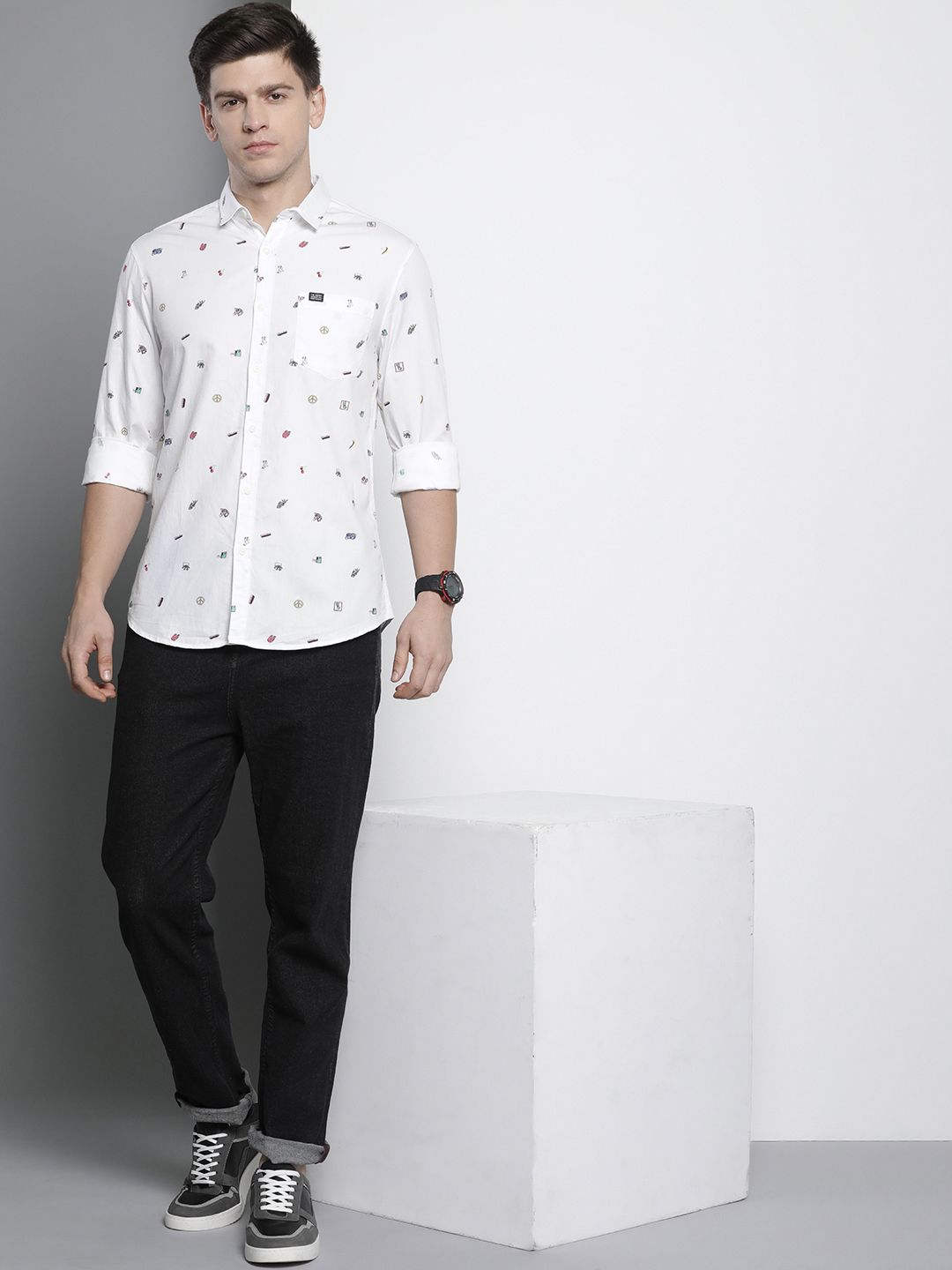 The Indian Garage Co Men Slim Fit Opaque Printed Casual Shirt