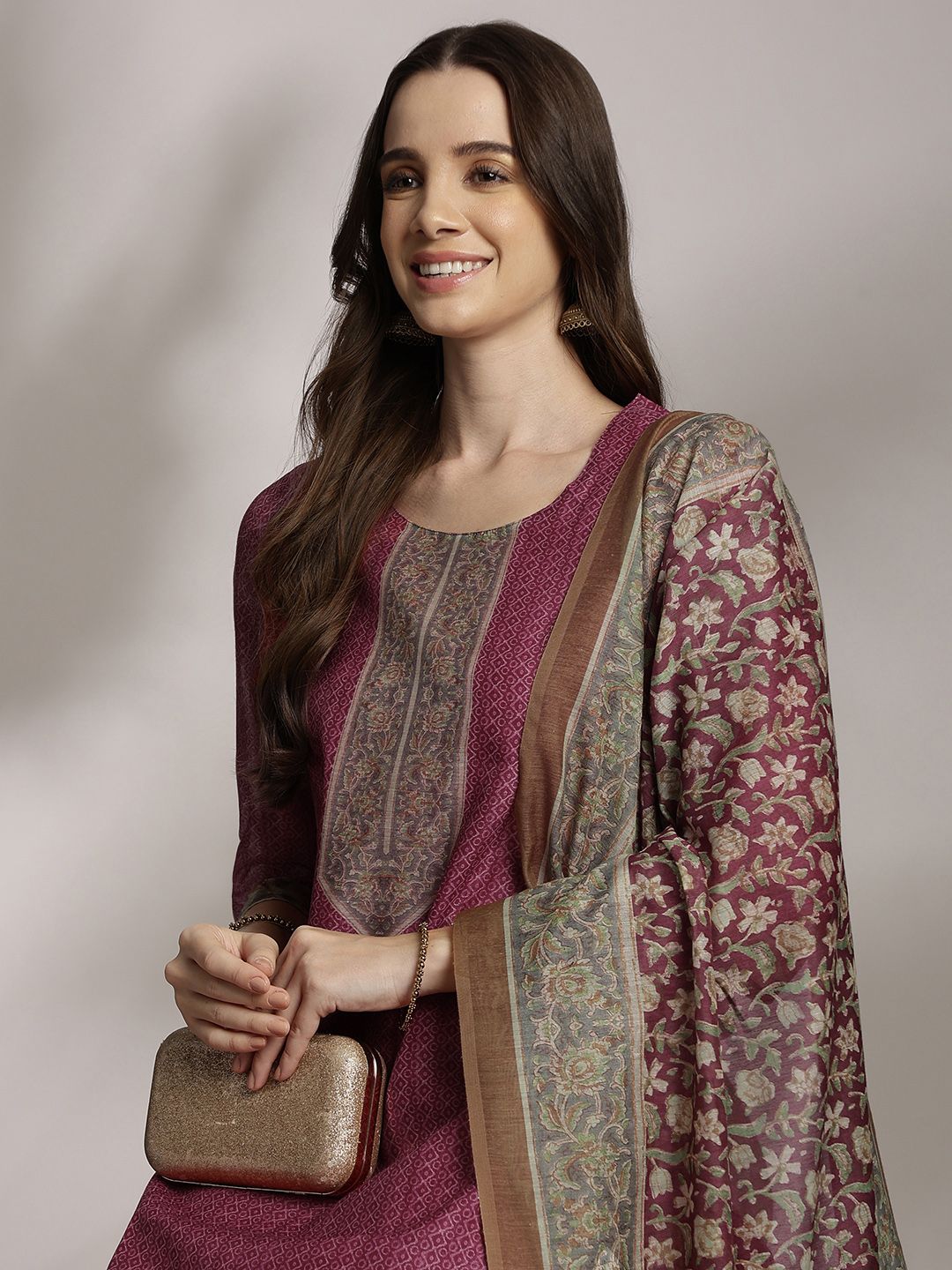 Anouk Women Ethnic Motifs Printed Kurta with Trousers & Dupatta