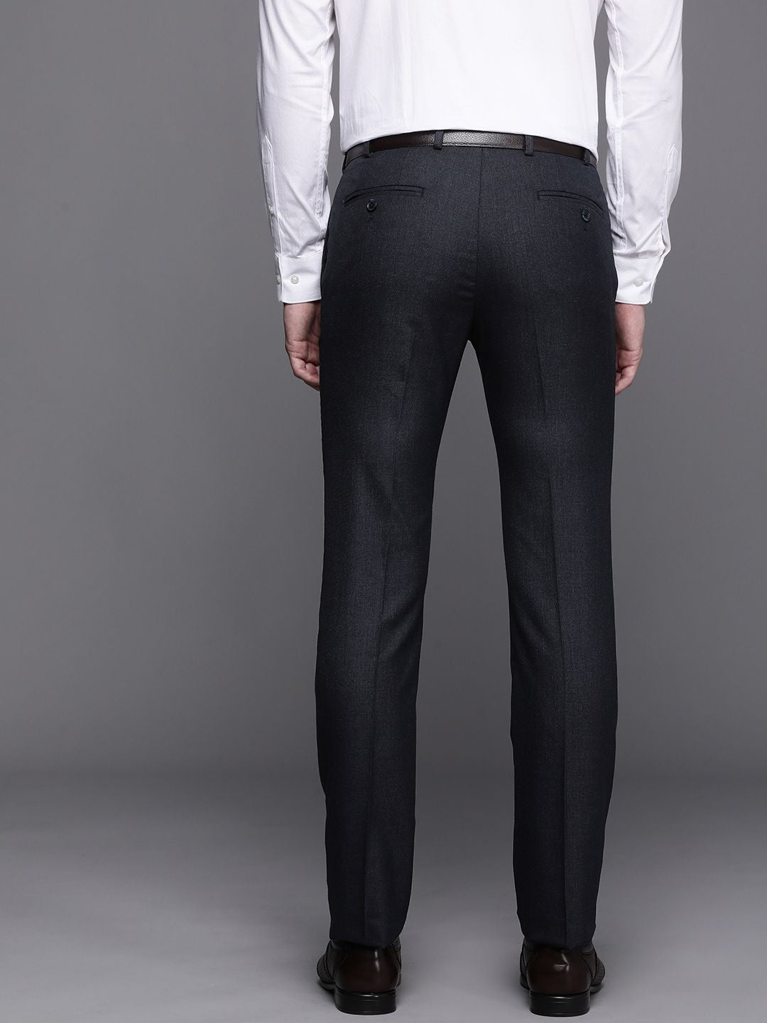Raymond Men Solid Mid-Rise Slim Fit Formal Trousers