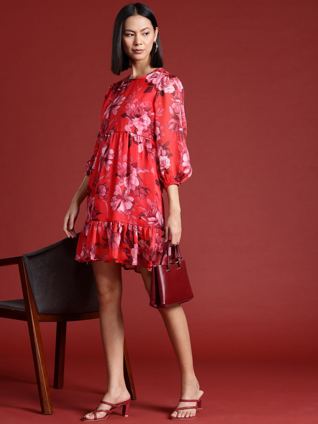 all about you Floral Print A-Line Mini Dress