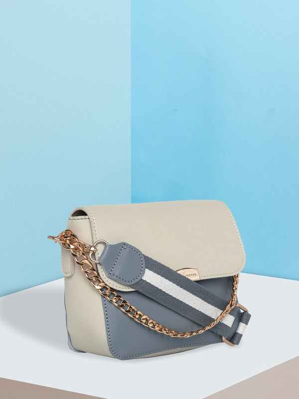 Lino Perros Blue & Off-White Colourblocked Handheld Bag