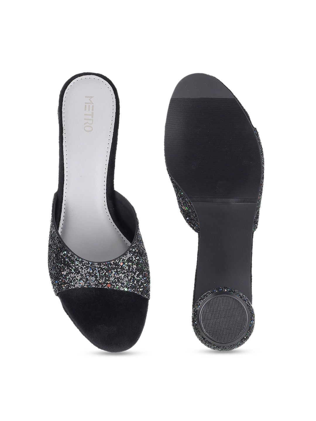 Metro Embellished Open Toe Block Heels