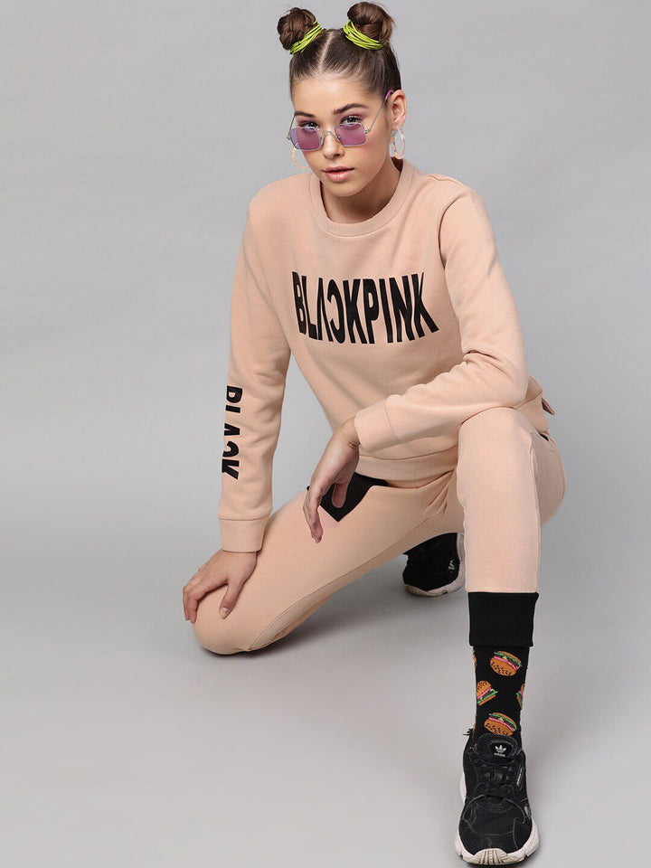 STREET 9 Women Pink & Black Printed Sweatshirt