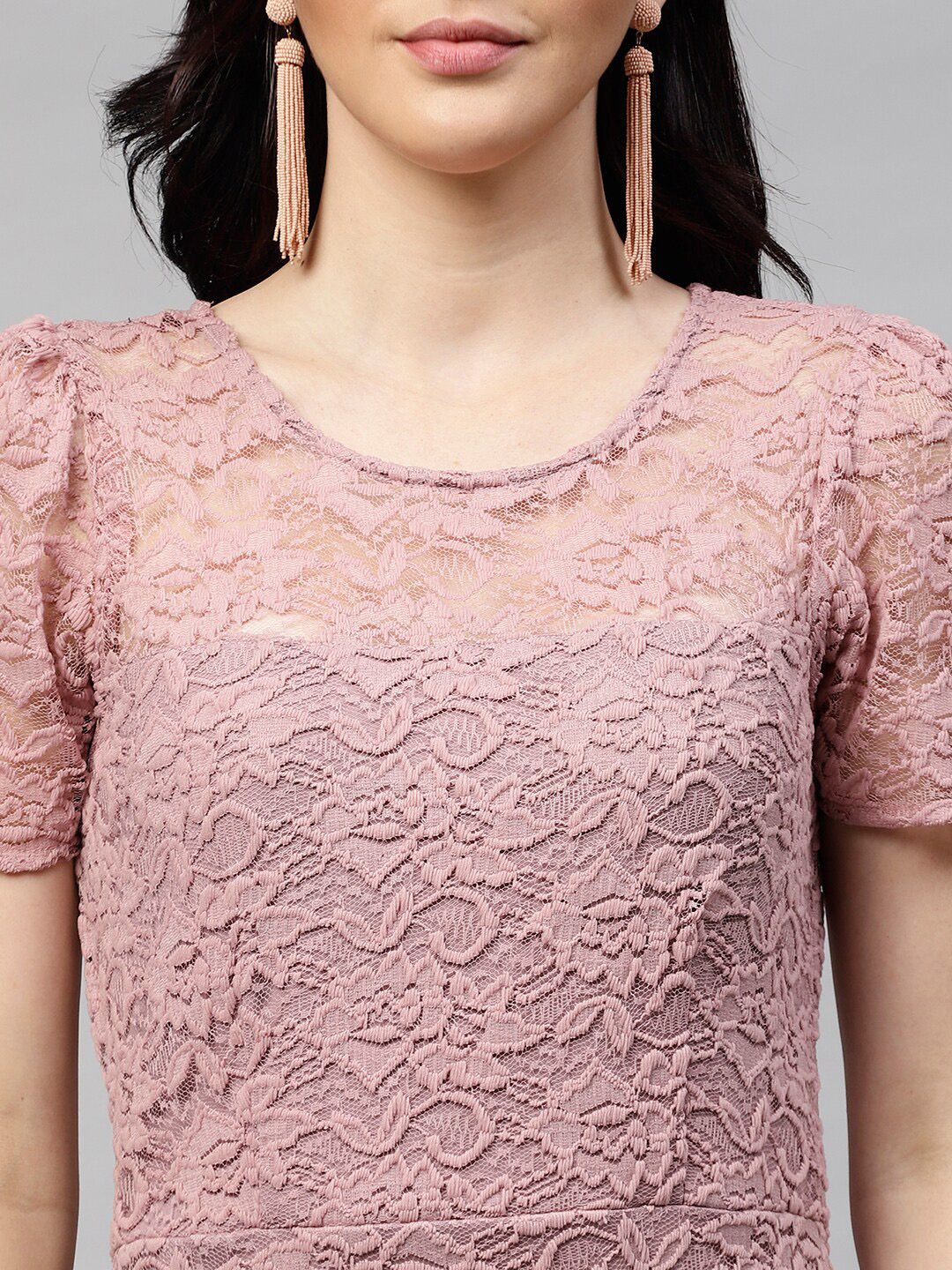 Athena Mauve Self Design Sheath Dress