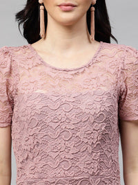 Athena Mauve Self Design Sheath Dress