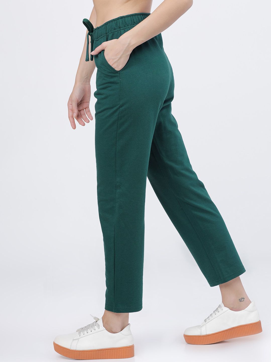 Tokyo Talkies Women Green Solid Track Pants