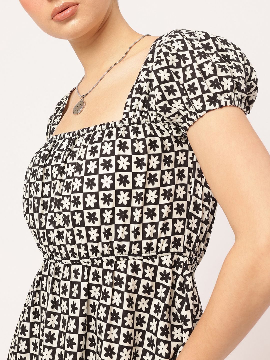 DressBerry Trendsetter Fit & Flare Monochrome Mini Dress