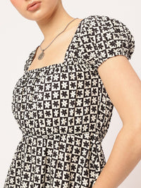 DressBerry Trendsetter Fit & Flare Monochrome Mini Dress