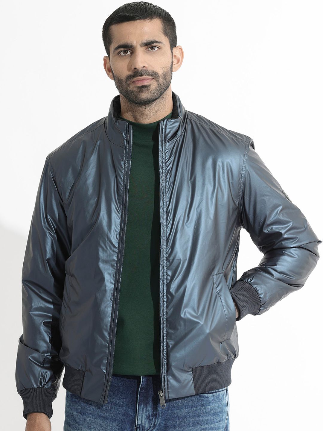 RARE RABBIT Men Carpo Tailored Fit Mandarin Collar Jacket