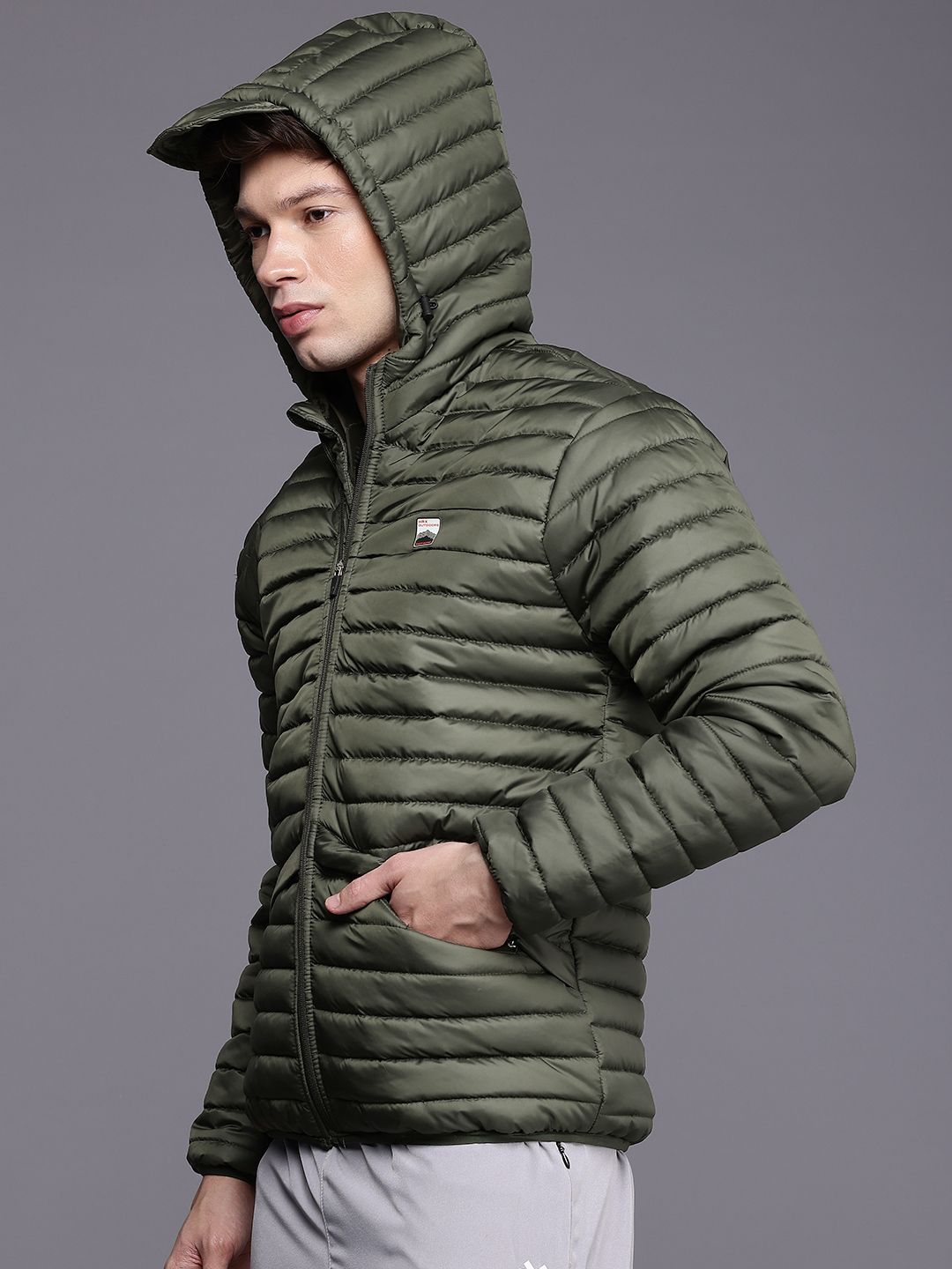 HRX by Hrithik Roshan Nature Therapy Rapid-Dry Antimicrobial Detachable Hood Padded Jacket