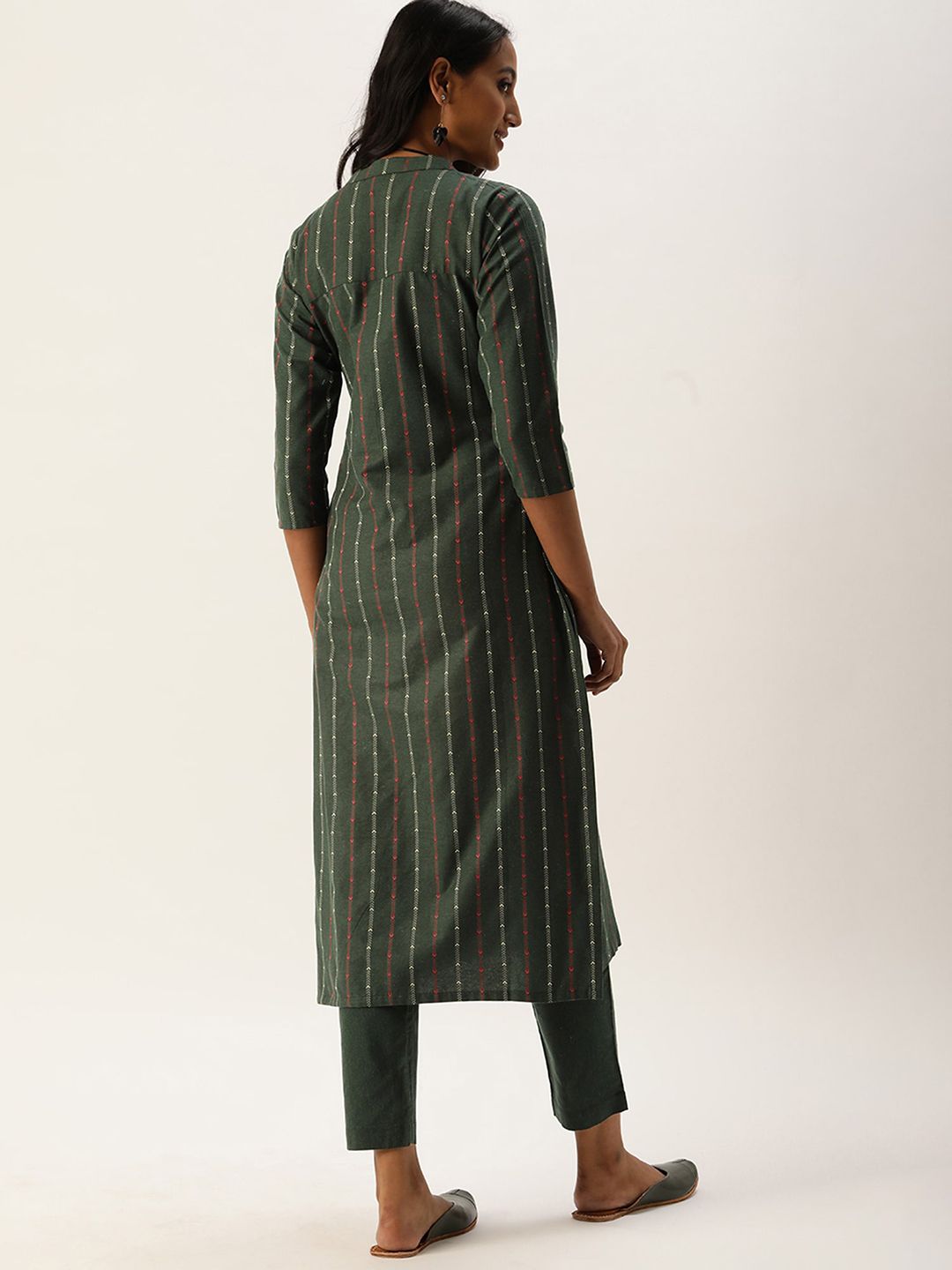 KALINI Women Striped Regular Thread Work Kurta with Trousers