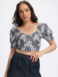 DressBerry Smocked Monochrome Crop Top