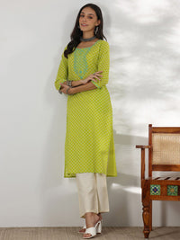 Libas Floral Printed Round Neck Thread WorkCotton Straight Kurta