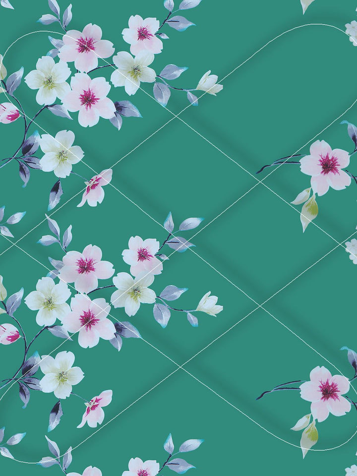 Story@home Green & White Floral 180 GSM AC Room Double Bed Comforter