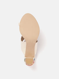 House of Pataudi Open Toe Woven Design Block Heels