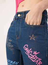 DressBerry Women Urban Gangstar Printed Bootcut Fit Jeans