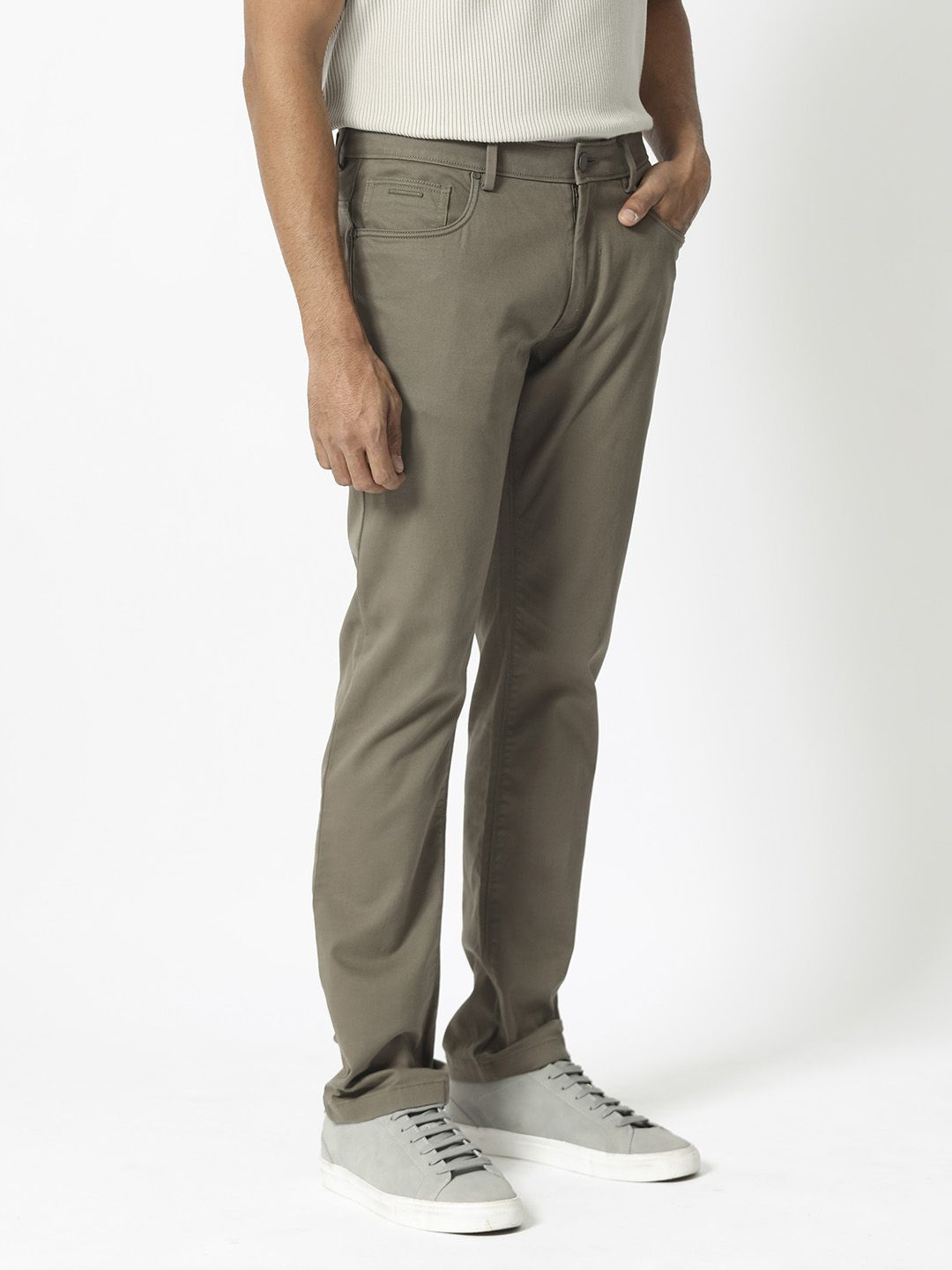 RARE RABBIT Men Poke-2 Mid Rise Slim Fit Cotton Trouser