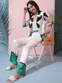 Tokyo Talkies Printed Blazer & Top With Trouser Co-Ords