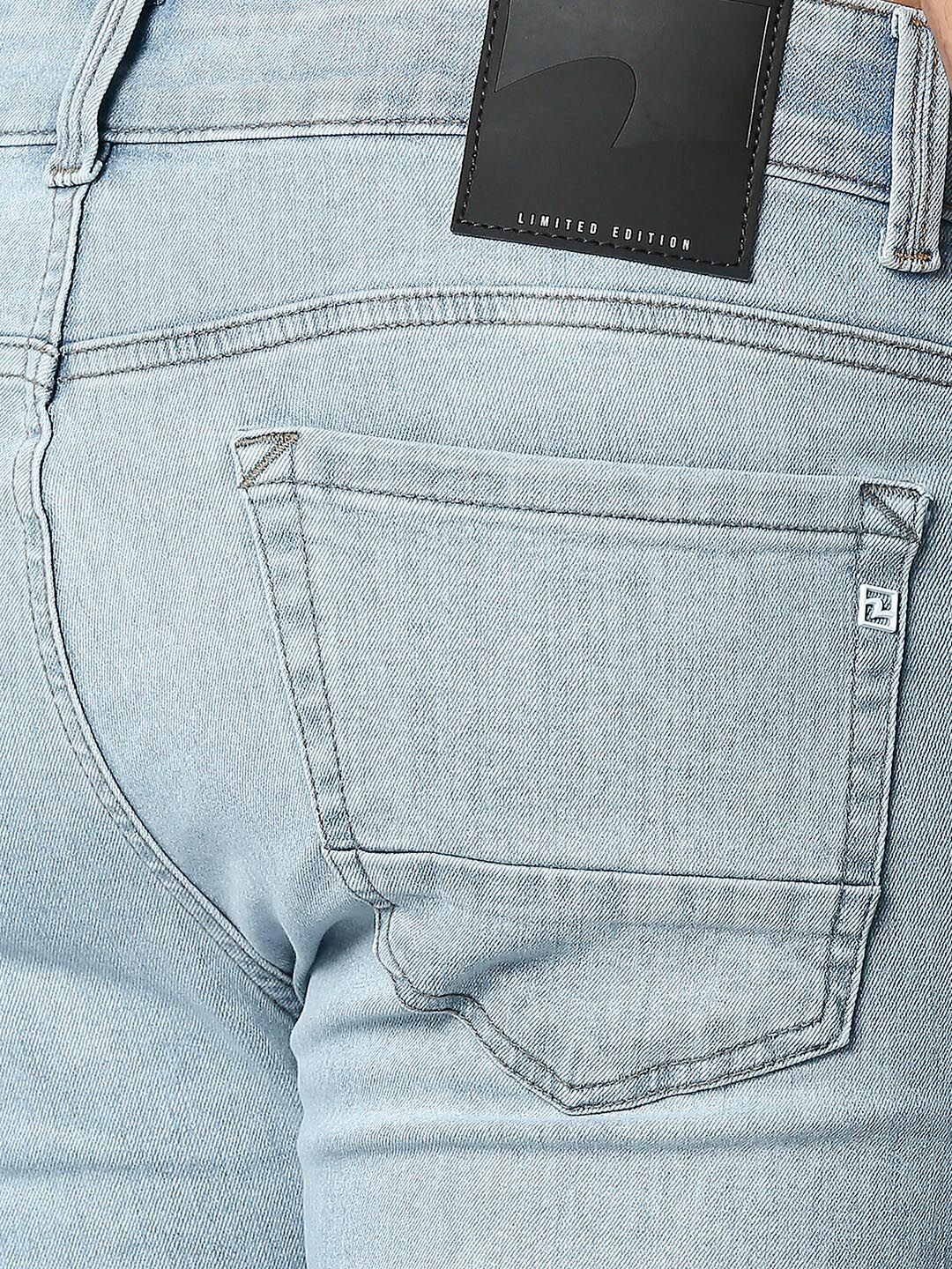 SPYKAR Men Slim Fit Low-Rise Mildly Distressed Light Fade Stretchable Cotton Jeans