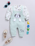 Moms Love Infants Girls Pure Cotton Applique Detail Dungaree With Printed T-Shirt