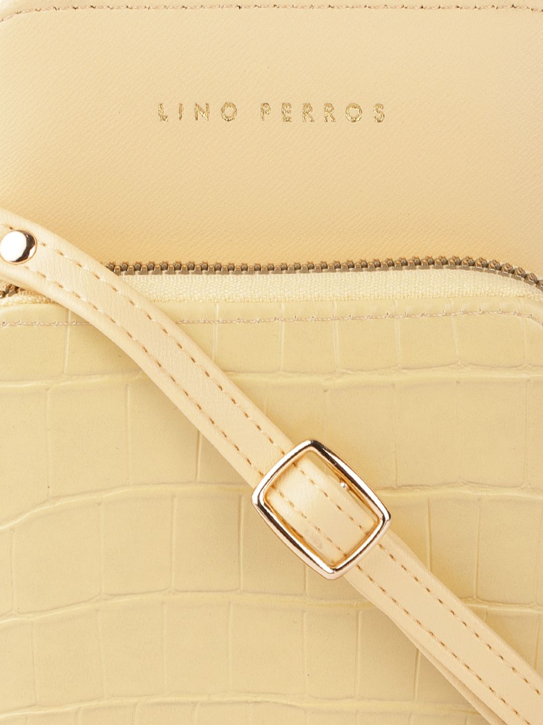 Lino Perros Women Yellow Animal Printed PU Structured Sling Bag