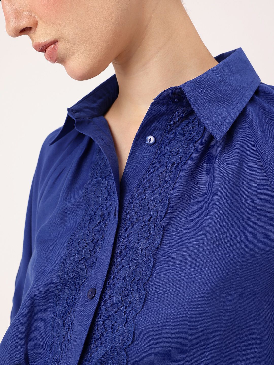 DressBerry Cute Femi Peek-a-boo Pretty Lace Crop Shirt