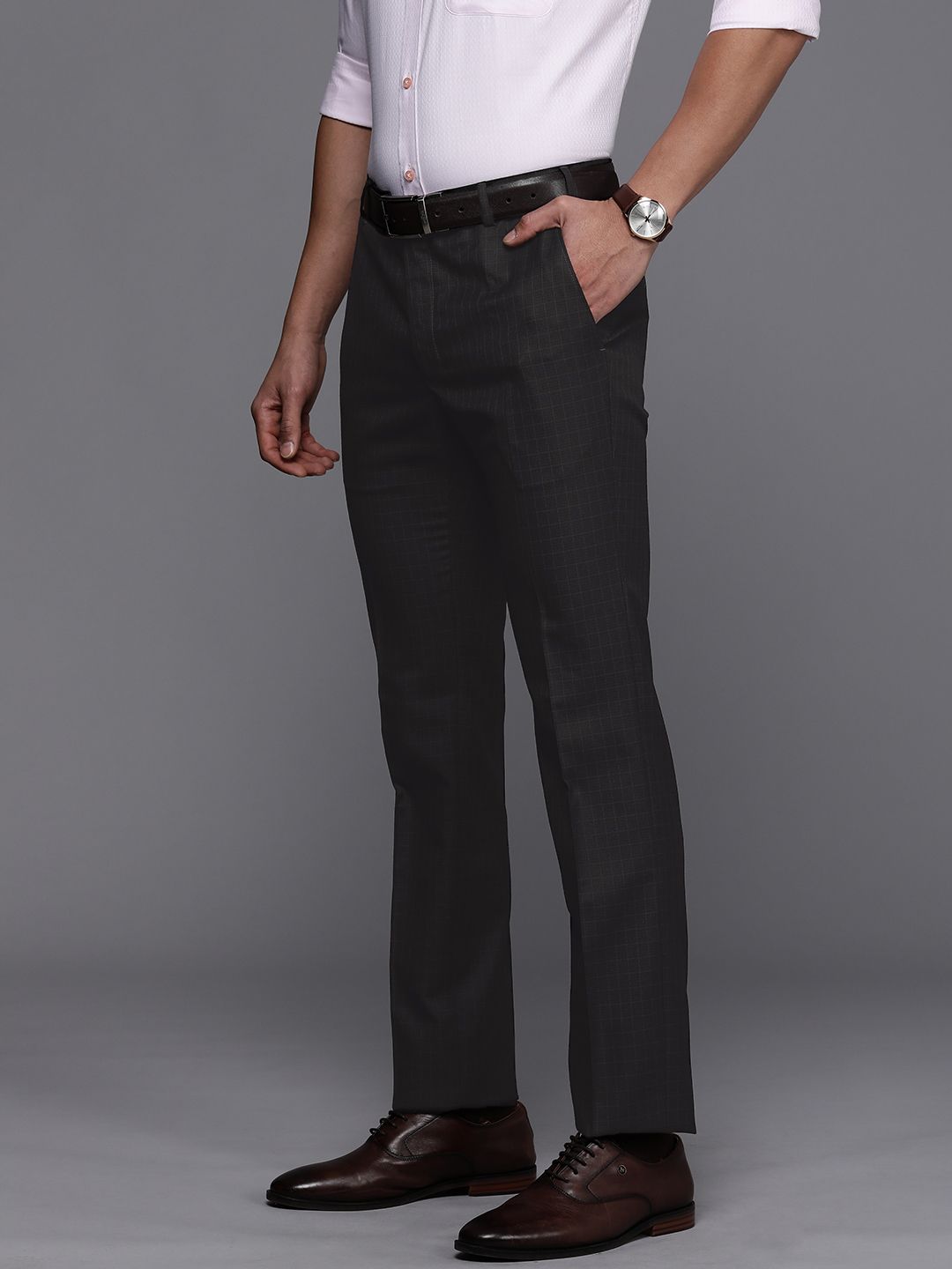 Raymond Men Checked Slim Fit Formal Trousers