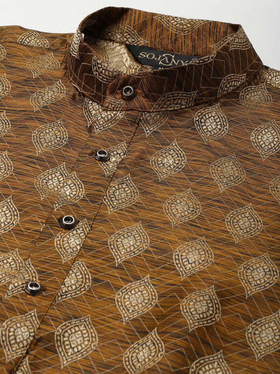 SOJANYA Rekaan Tenunan Kolar Mandarin Silk Cotton Kurta