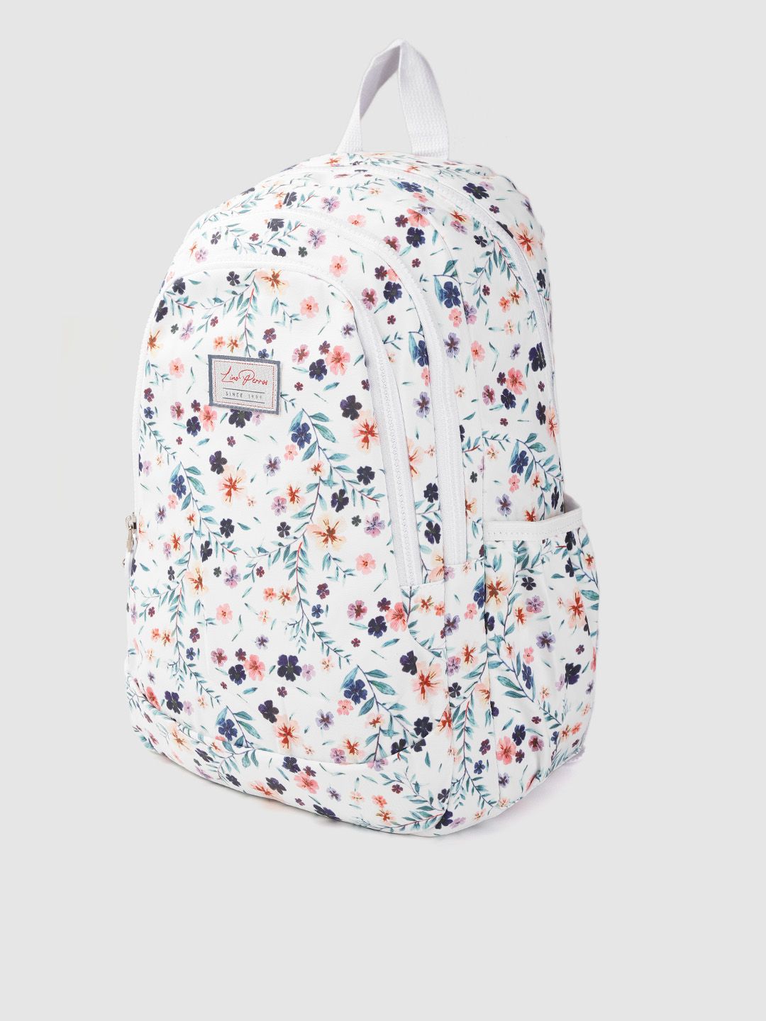 Lino Perros Women White & Green Floral Print 13 Inch Laptop Backpack