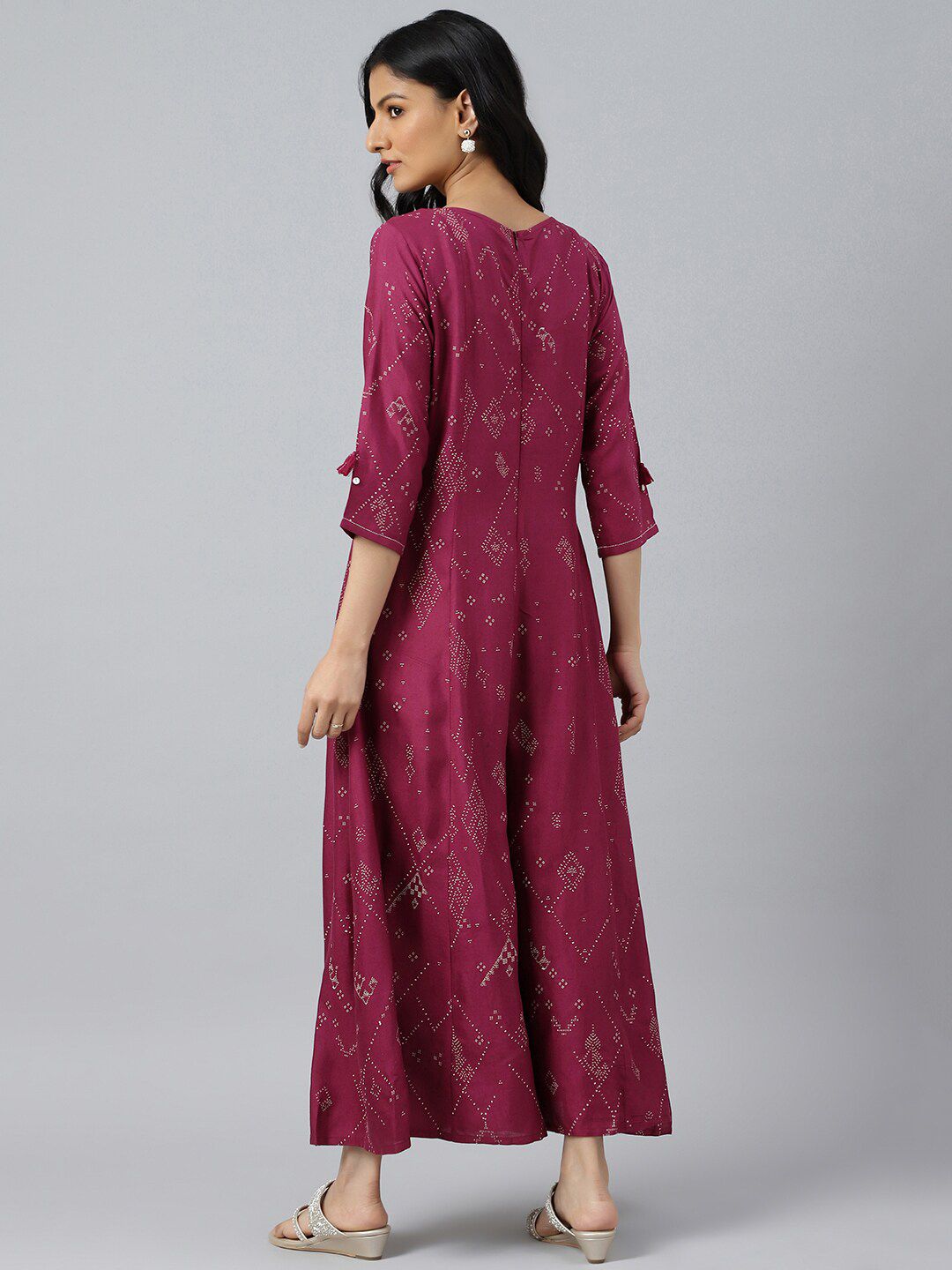 W Women Wine Mock Layer Kimono Jumpsuit