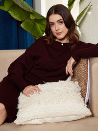 Berrylush Round Neck Acrylic Sweater With Skirt
