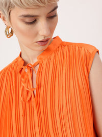 DressBerry Graceful Glamour Accordion Pleated Satin Finish A-Line Top