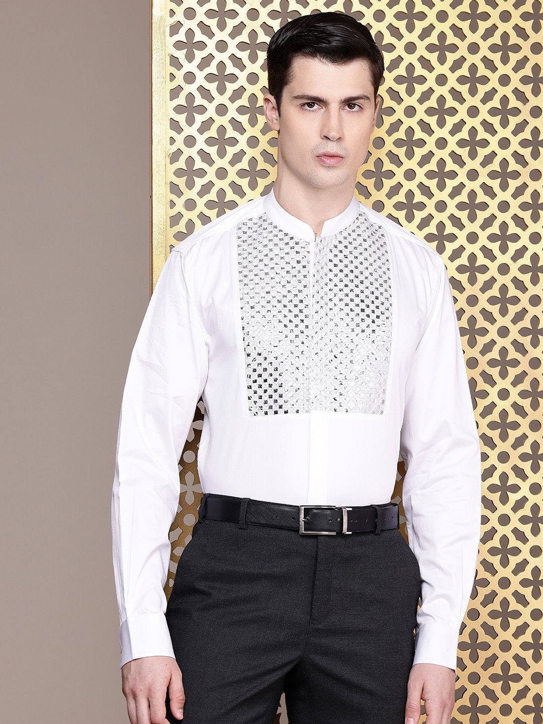 House of Pataudi Pure Cotton Embellished Party Shirt