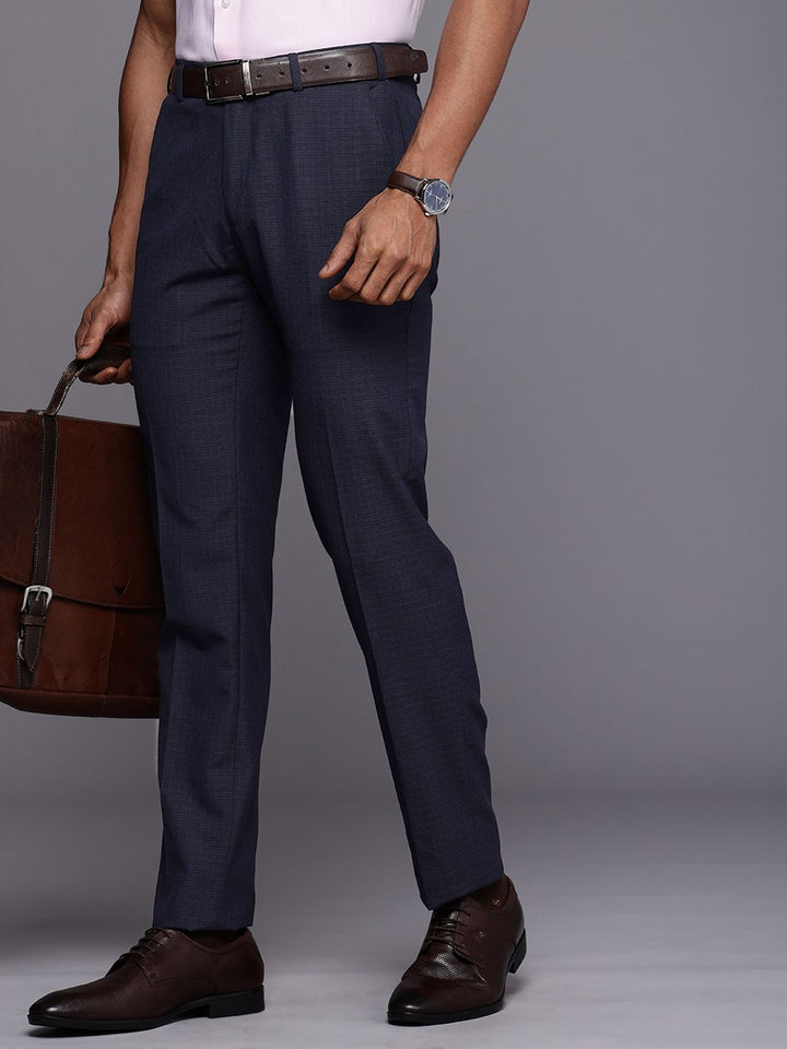 Raymond Men Checked Slim Fit Trousers