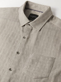VASTRADO Men Classic Spread Collar Textured Slim Fit Casual Shirt