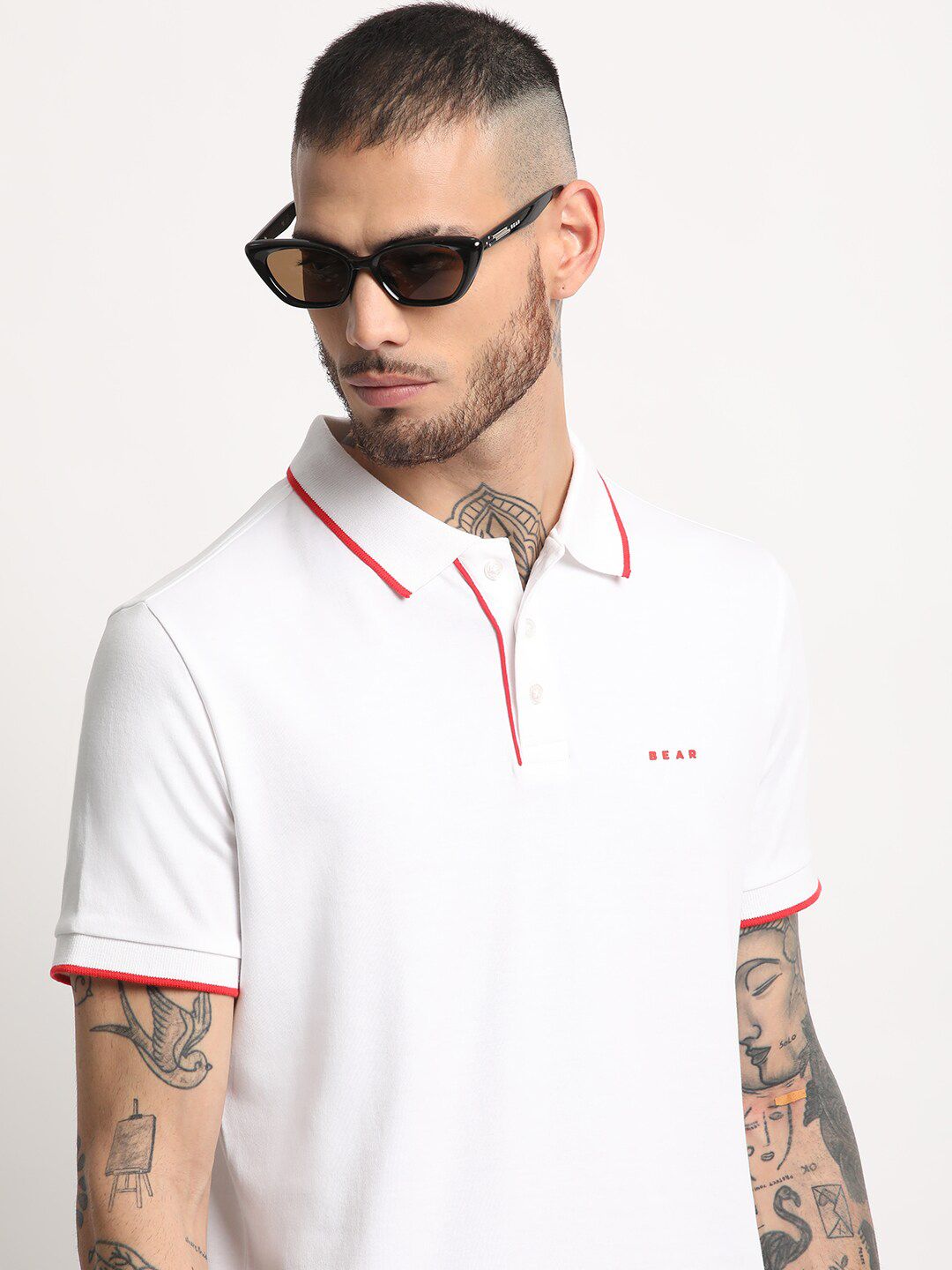 THE BEAR HOUSE Polo Collar Slim Fit Pure Cotton T-shirt
