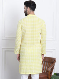 SOJANYA Motif Etnik Sulam Kurta Kapas Tulen