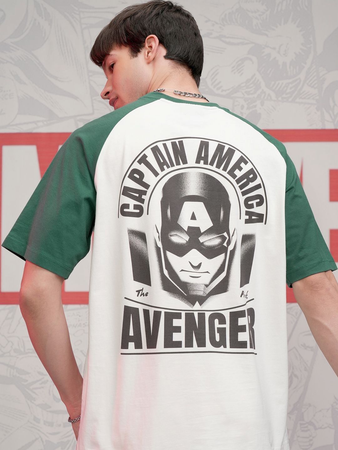 HIGHLANDER Marvel Men Captain America Round Neck Dropshoulder Oversized T-shirt