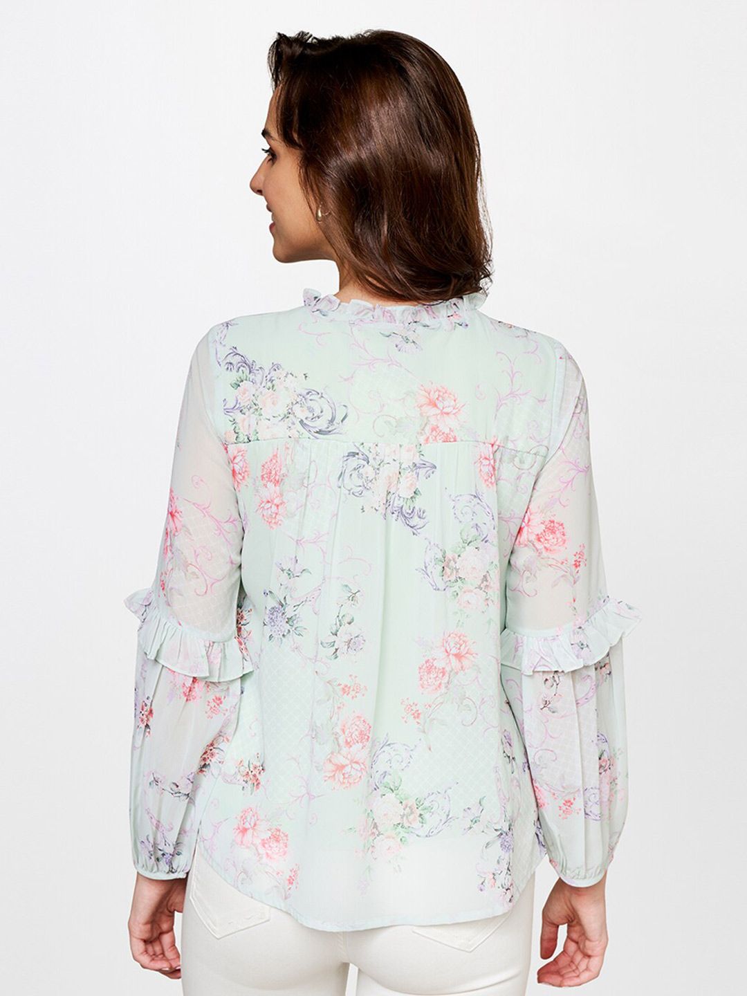 AND Puff Sleeve Floral Printed Top